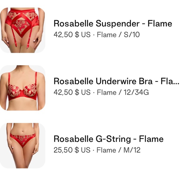 NWT Dita Von Tesse Rosabelle set in Flame red - Picture 7 of 7